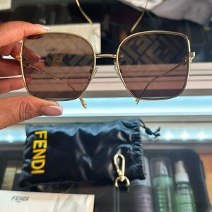 Fendi Gold Frame Brown Gradient Lens Sunglasses
